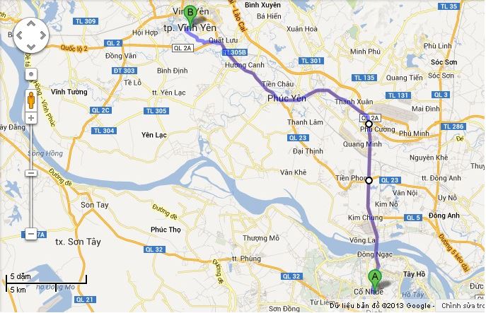 Roadmap from Vinh Phuc to Phu Tho 