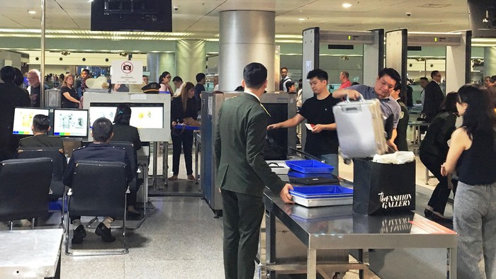 Security check procedure at the airport.