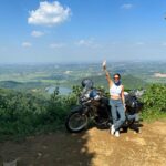 a kawasaki versys 300 in ba vi national park with a view.